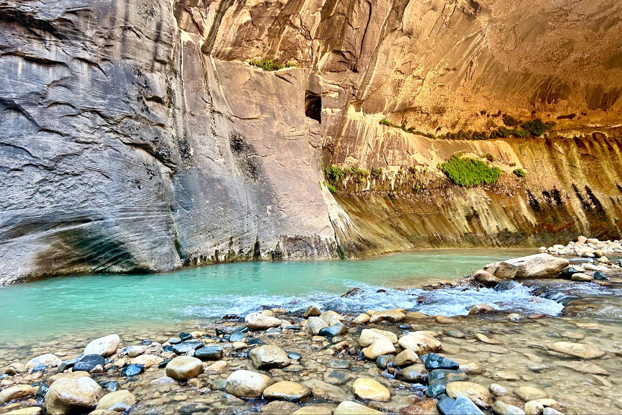 Canyon with clear water and rocky bottom