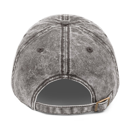 Light gray denim cap with strap on a white background